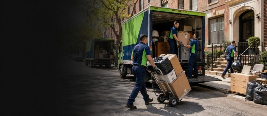 Same-day junk pickup truck loading in Queens, NY